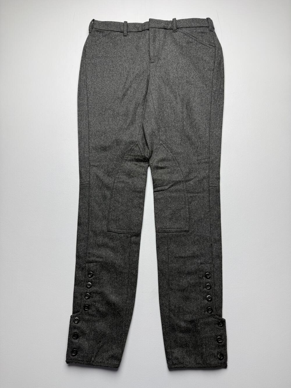 Ralph Lauren Pants Womens 2 Gray Wool Flannel Tapered Button Cuff Dress Office